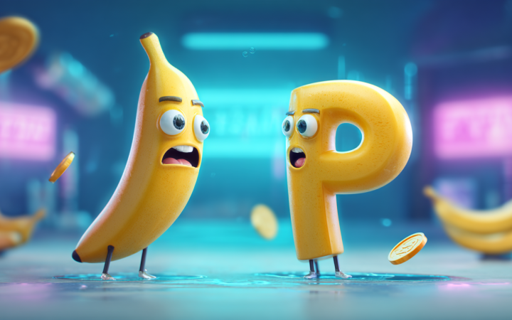 Nano Banana 2 vs Pro: ilustración de banana y letra P como metáfora de pagar por el modelo Pro