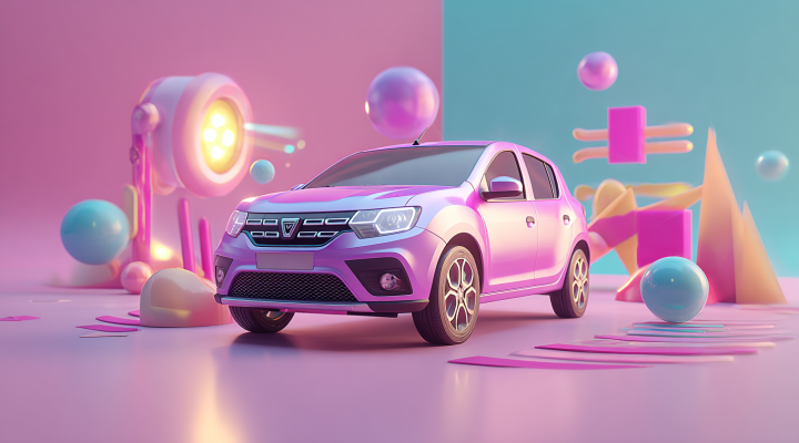 Comercial de coche con IA (spot de 45 s): Dacia Sandero urbano al amanecer, plano hero cinematográfico.